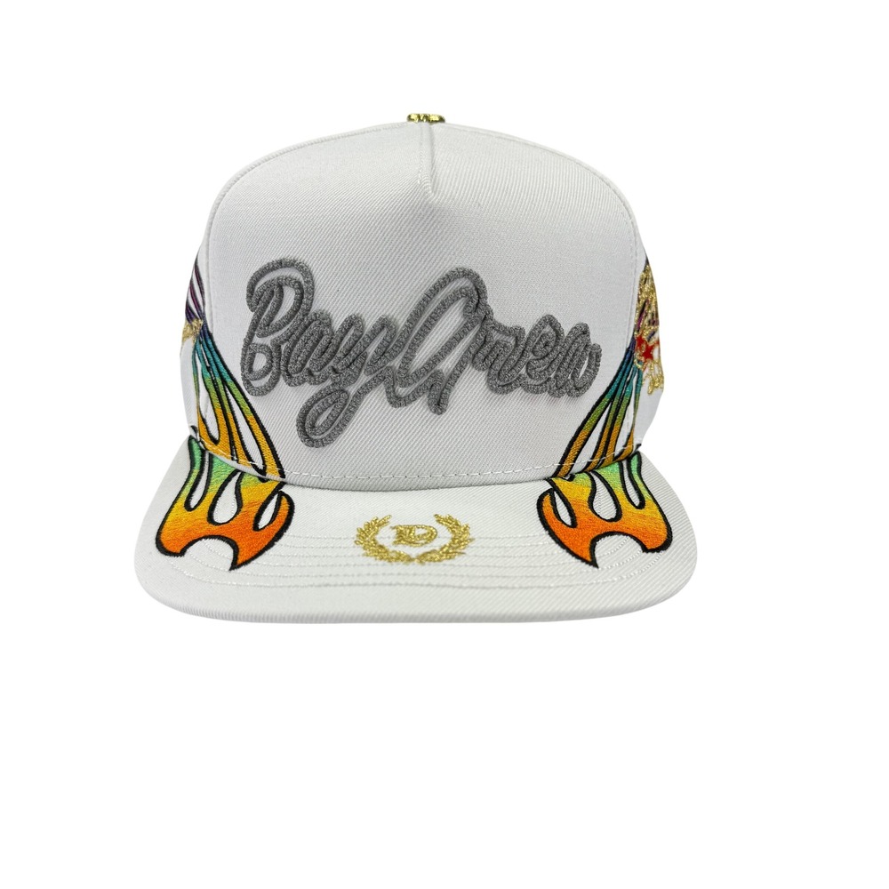 DVNIEL LUU Dreams Dont Sleep White Snapback Hat Flame Embroidered Streetwear Cap